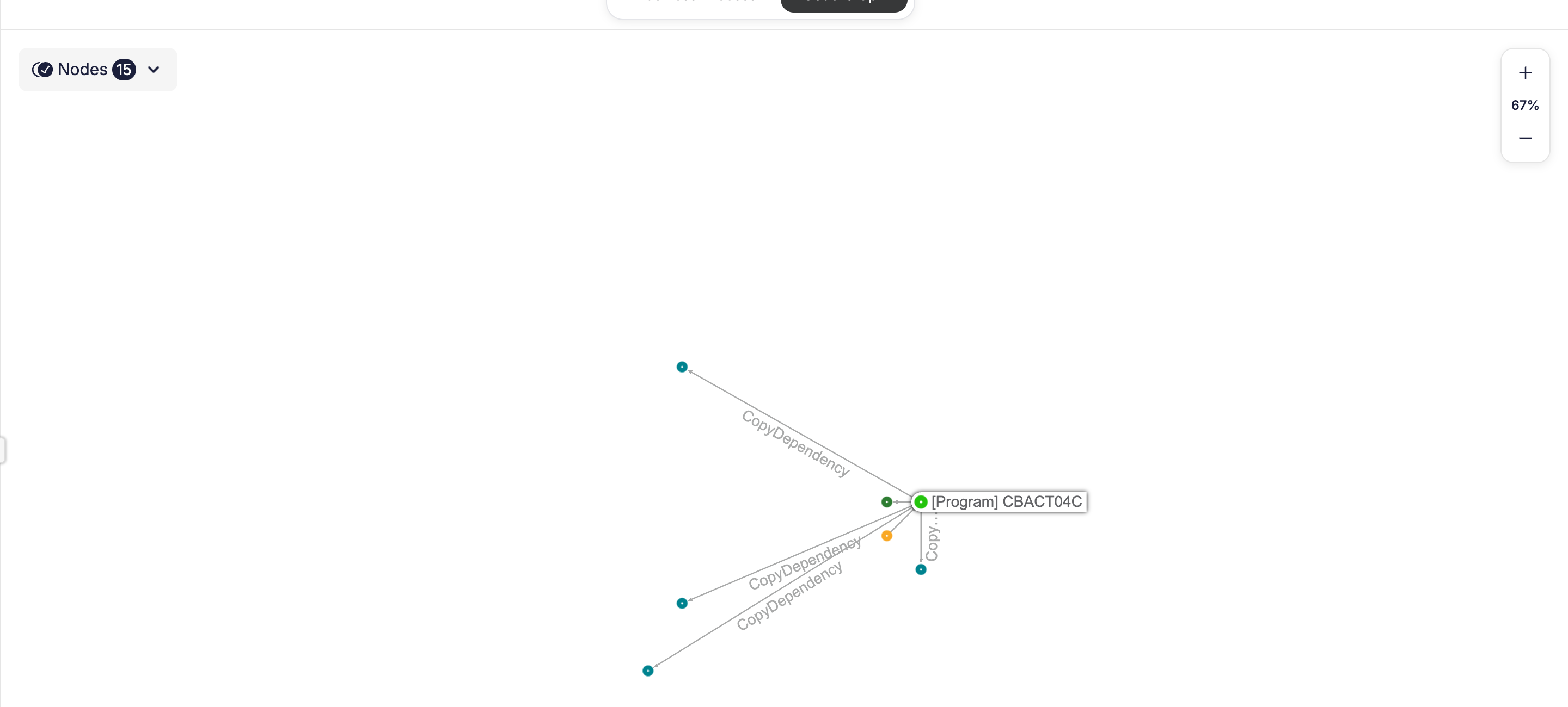 The interactive System map: nodes colored by type, connected by dependency edges.